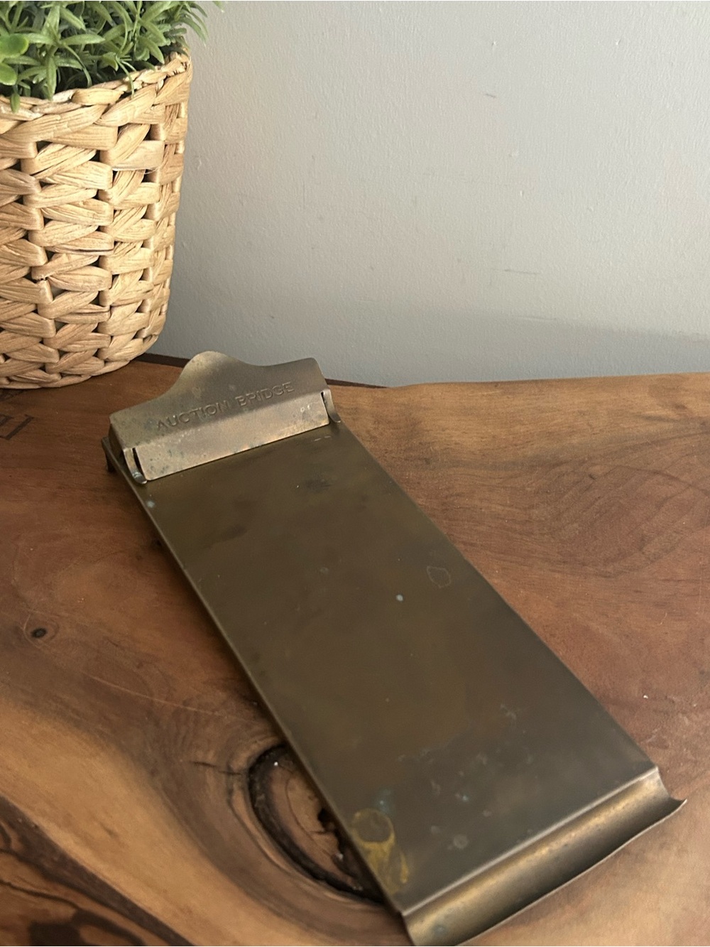 Vintage Brass Auction Bidder Paddle Holder Clipboard Memo - Brass Finish